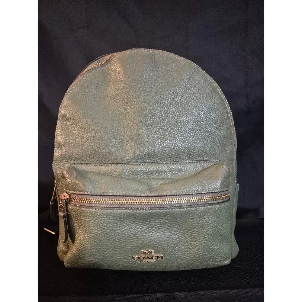COACH Bag 30550 Backpack Pebbled Leather Medium Women's - Rare Green Authentic